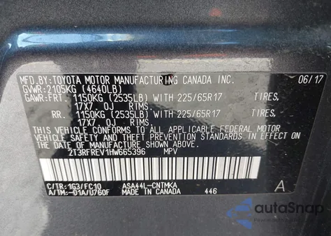 2017 Toyota Rav4 Xle z USA, uszkodzony, nr VIN 2T3RFREV1HW665396